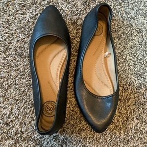 Black Faux Leather Flats